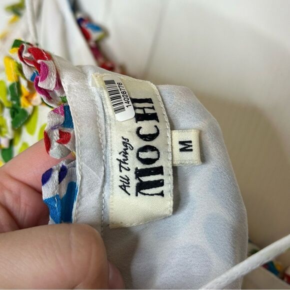 All Things Mochi Blessica White Multicolor Polka Dot Ruffle Tiered Mini Dress M - Picture 7 of 8